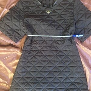 Prada Black Quilted Dress with Signature Detail